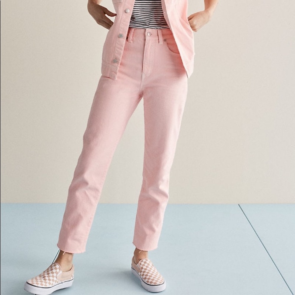 Madewell pink boyfriend jeans